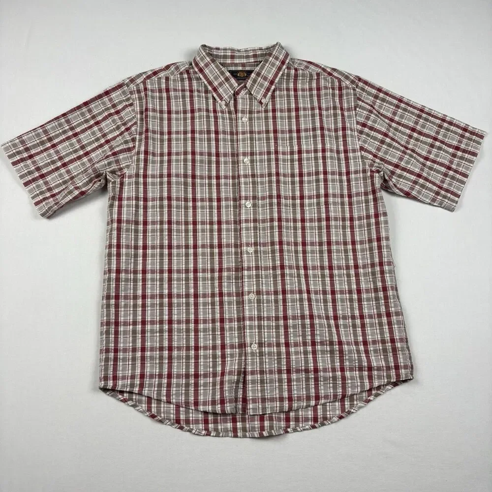 Vintage Y2K Route 66 Men's Casual Shirt Red Plaid Cotton Size M Short Sleeve - Picture 1 of 8